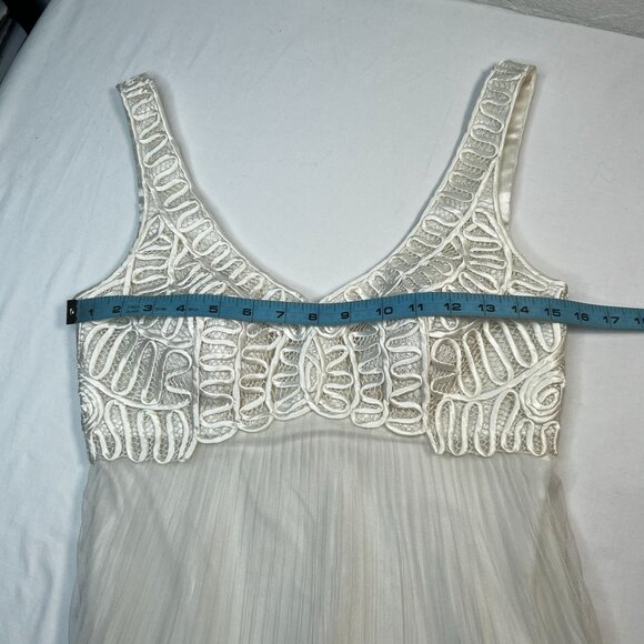 Sue Wong Nocturne Mini Cocktail Dress Embroidered Pleated Mesh White Ivory 4 - Picture 5 of 11